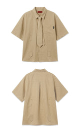 Bijo Point Short-Sleeved Shirts Beige (Ver. Tie)