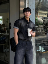 Ever snap muscle-fit denim shirt