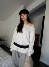 ハイジソフトボートネックロングスリーブTシャツ