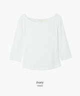 Boat Neck Three Quarter Sleeve T-Shirt (4color)