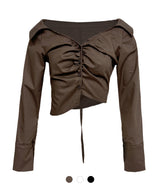 Iris Shirring Off-Shoulder Shirt
