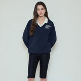 Signature Nylon Collar Sweatshirt_Navy