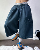 HIP PATCH RIVET PIGMENT DENIM BERMUDA 🫐🍪🖤3COLOR