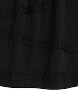 Nylon Frill Cancan Long Skirt (black)