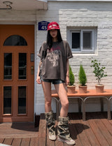 Bello Crop Print Short Sleeve T-shirt