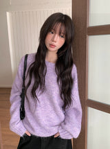 Wend Wool Bokashi Pastel Loose Fit Round Knit
