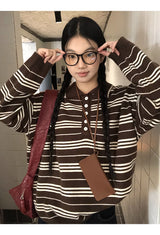 Rugby striped loose fit collar knitwear