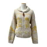 Winter Village House Pattern Knit Zip-Up Cardigan (2 colors)