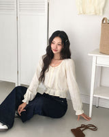 [MADE] Lower, frill long sleeve blouse