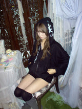 Dozzing hooded zip-up ( Black )