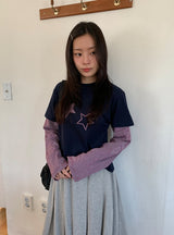 Baffon Stripe Star Layered Long Sleeve Tee