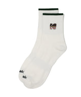 RAINBOW EMBROIDERY ANKLE SOCKS【DARK GREEN】