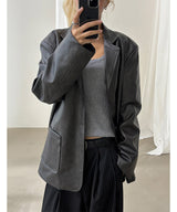 [F/W] レザーアギングオーバーフィットブレザー(2color)