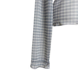 (3color) Wave Half-Neck Check Sheer Tee