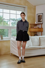 ARETE STRIPE OVERFIT COLLAR T-SHIRT / NAVY