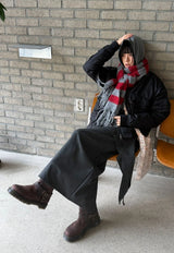 (WOOL) TIE STRAP LAYERED SKIRT