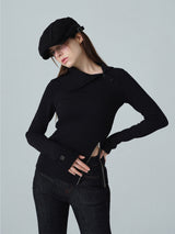 Asymmetric Slit Zip Top