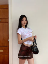 レトロレッドレターショートスリーブTシャツ