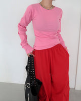 Jelly vivid V-neck Long-sleeved T-shirt