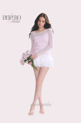 Baby Pink Floral Layered Long Sleeve T-Shirt