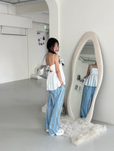 Freedom striped wide pants