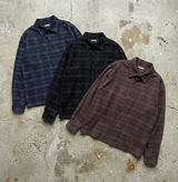 Dark-Tone Minimal Plaid Shirt