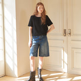 リンクルクロップTシャツ　ブラック