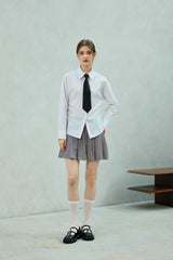LOWELL SLIM FIT STRIPE SHIRRLING SHIRT / WHITE