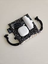 terazzo flat string pouch bag - black S