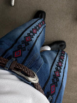 ASCLO Ethnic Embroidery Denim Bermuda Pants (2color)