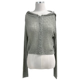 Breeze Layer See-through Button Hood Long Sleeve Knit Cardigan (4 colors)