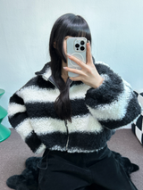 CURLY STRIPE INSIDE PADDING JACKET 🖤🤍