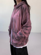 Unisex Tie Dye Over Hooded Zip-Up 2C