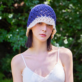 メタルティップクロシェツートーンバケットハット / Navy