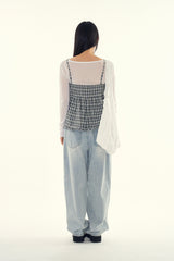 Mona check bustier blouse