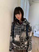 Pitanne Dot Patch Knit Cardigan Jacket