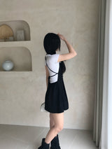 リゼ バックストラップ チューリップ ノースリーブ ミニドレス