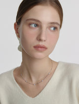 25FW★ Essence Silver (W) Moissanite Flower Station Necklace S