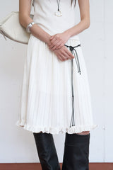 Satin Frill Midi Skirt (Ivory)