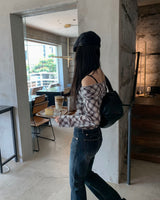 Argyle off shoulder T