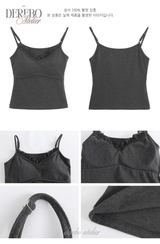 ロイヤル チャコール フリル トレーニング スリーピース セットアップ (Cardigan+Sleeveless+Pants)