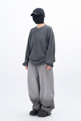 Luo Pigment Henley Neck Long Sleeve T-Shirt