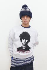 Human Print Crop Sweatshirt (Lightgray)
