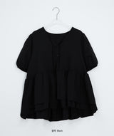 Pombo Tiered Frill Over Fit Short Sleeve Puff Blouse