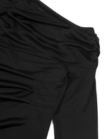 One Shoulder Draped Jersey Top _ BLACK