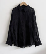 Beverly Sheer Air Wrinkle Pocket Oversized Long Sleeve Shirt 2 Colors