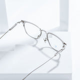 Knouun Square titanium glasses CODE. 104. A Navy N Silver