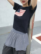 アメリカフラワーパッチ半袖Tシャツ (3c)