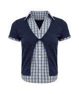 Two-in-One Check Layered Top