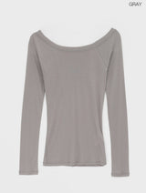 [MADE] Psyche Tencel Off-Shoulder Long Sleeve T-Shirt Tencel 70%